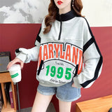 Autumn Winter Zipper Stand Collar Sweatshirts