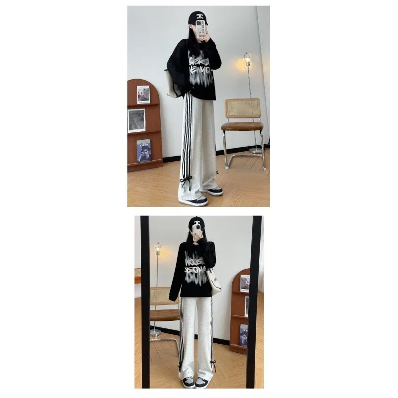 Y2k Striped Sweatpants 2024 High Waist Harajuku Trousers Streetwear