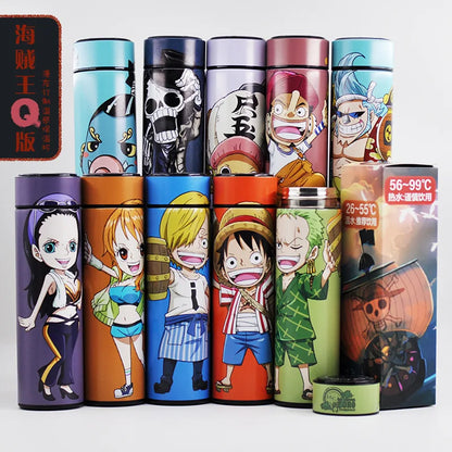 One Piece Cartoon Anime Figure Vacuum 480ML Cup Luffy Zoro Sanji Cosplay