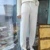 Thick Mink Cashmere Knitted Pants Women High Waisted Warm Winter