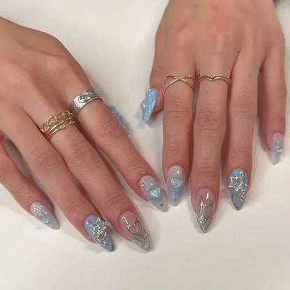 Summer Floral Short Fake Nail Tips