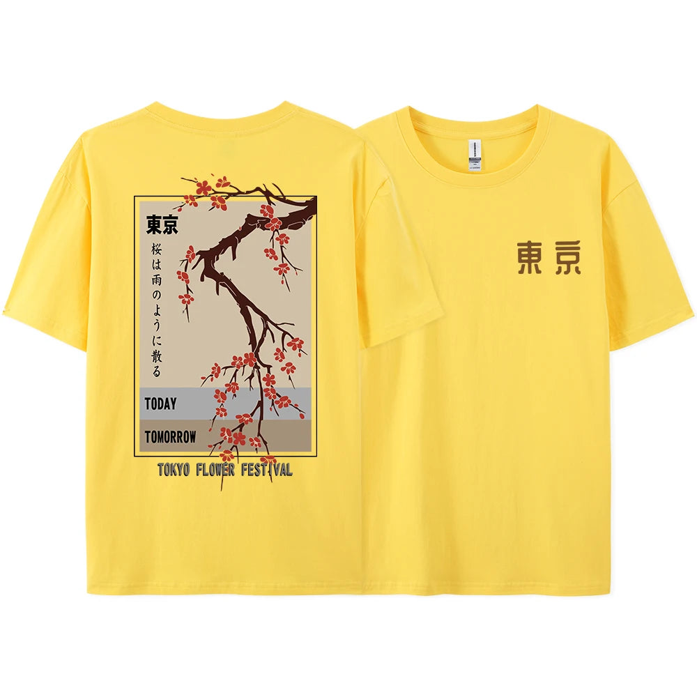 Today Tomorrow Tokyo Flower Festival T Shirt Unisex Fashion O-Neck