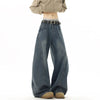 Wide Leg Baggy Jeans Unisex Dark Blue Hip Hop Streetwear Pants