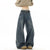 Wide Leg Baggy Jeans Unisex Dark Blue Hip Hop Streetwear Pants
