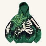 Youth Flame Skeleton Velvet Sweatshirt Y2K Street