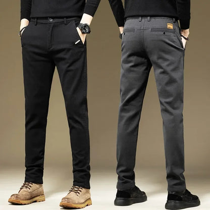 Mens Cotton Dress Pants Straight Fit Business Work Trousers Casual