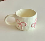 Cream Colored Relief Bow Mug French High-value Breakfast