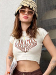 T-shirt Print Sexy For Women Streetwear Mullein Navel-less Pullover Ropa Mujer