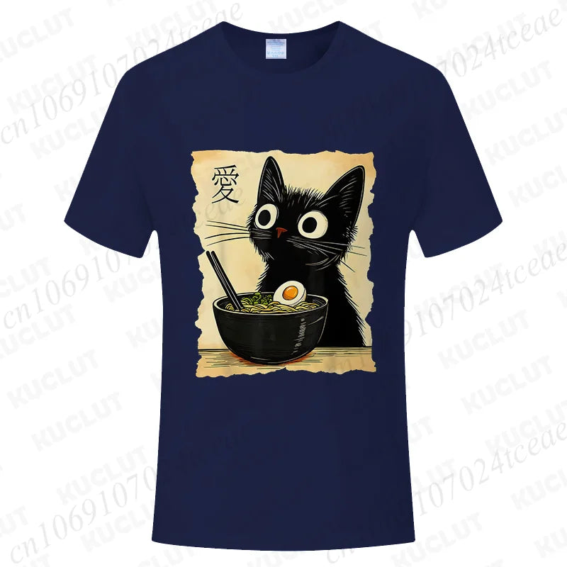 Kawaii Cat Ramen Japanese Anime T-Shirt