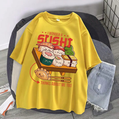 T-Shirt Harajuku Streetwear Lustige Sushi Grafik