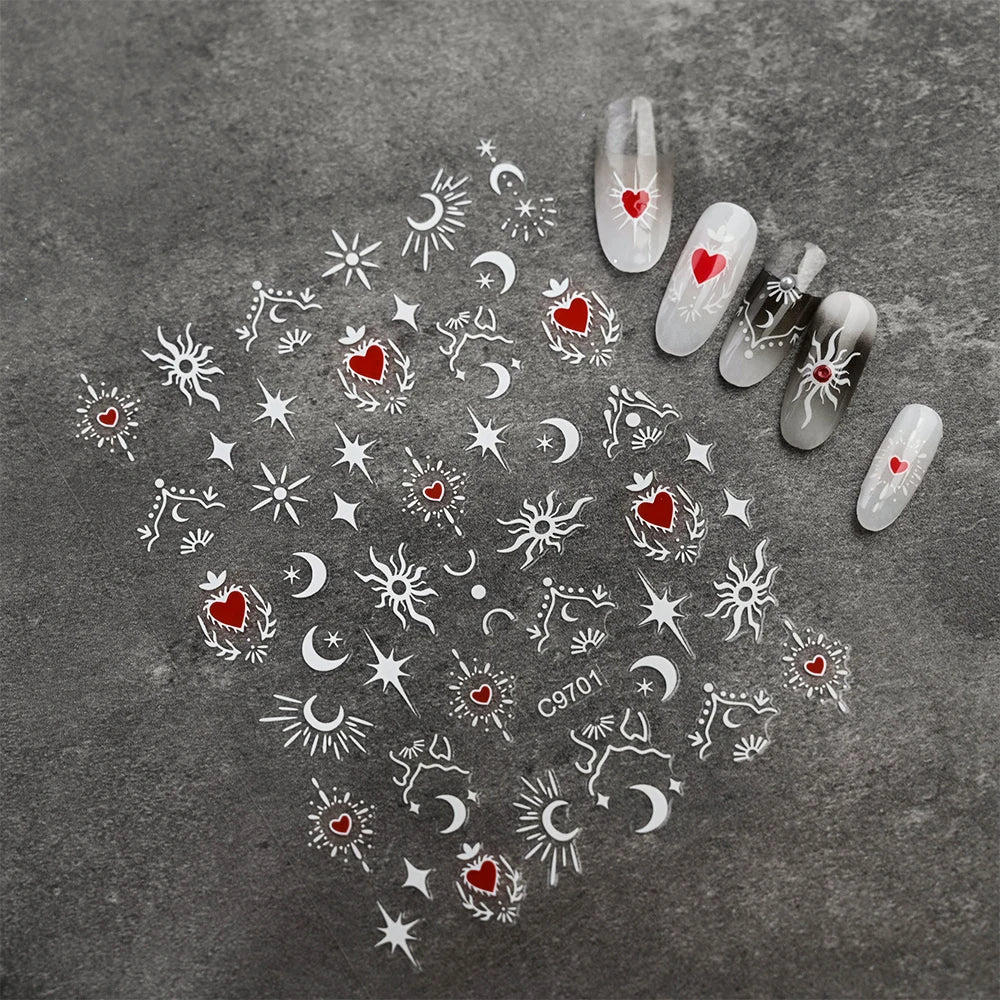 3D Gold Heart Nail Art Stickers