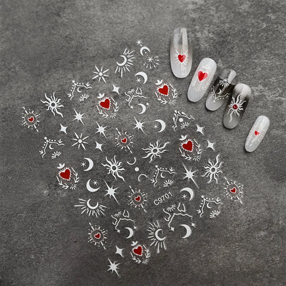 3D Gold Heart Nail Art Stickers