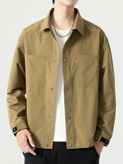 Men's Casual Windbreaker Jacket Waterproof Coat with Chest Pockets