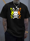 Mens Rabbit Skull Tee Crew Neck Graphic T Shirt CasualGothic