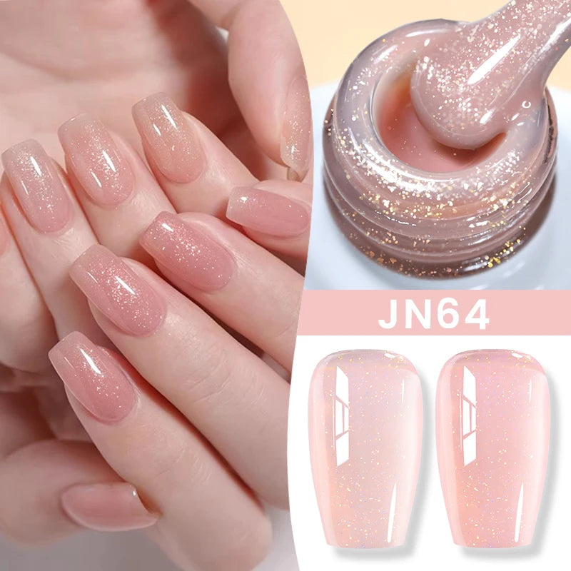 Jelly Nude Gel Nail Polish 10ml Light Pink Peach Translucent Color UV