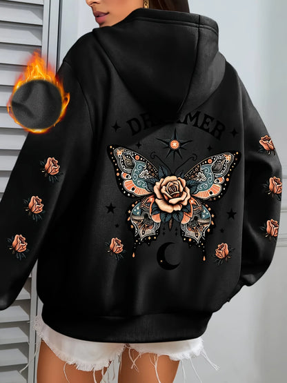 Butterfly Bloom Flower Women Hoodie Soft Warm