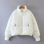 Women's Winter Stand Collar Zip Cropped Puffer Jacket