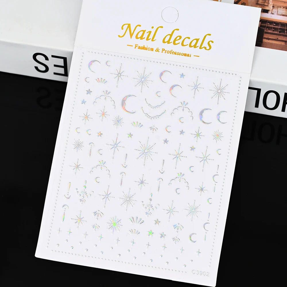 3D Gold Heart Nail Art Stickers