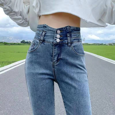 Superelastische Retro-Stretch-Skinny-Jeans für Damen