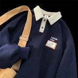 Winter Charm: American Retro Cute Patch Sweatshirt - 2023 Vintage Polo Neck Style