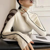 Turtleneck Sweater Women Slim Fit Office Elegant Pullover Top