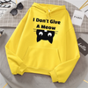 "I Don’t Give a Meow" Black Cat Hoodie Women Gothic