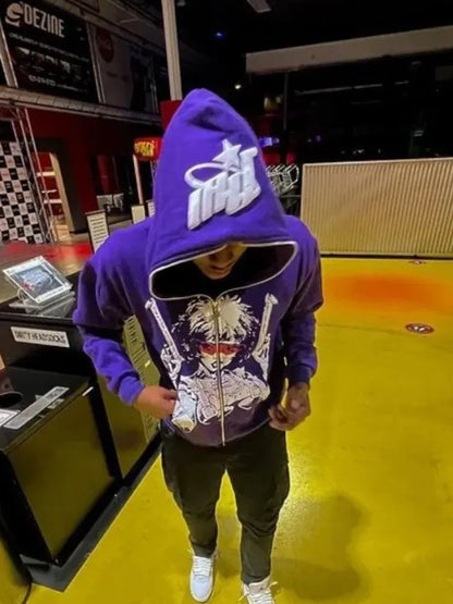 Y2K Cartoon Print Hoodies Women High Street Harajuku Vintage Oversized