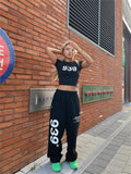 Letter Print Sweatpants Women Kpop Streetwear