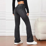 Vintage Mid Waist Flares Denim With Button Splice