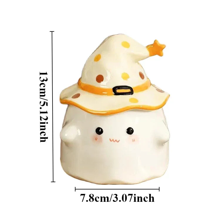 Cute Little Ghost Mug with Lid Halloween Gift Ceramic