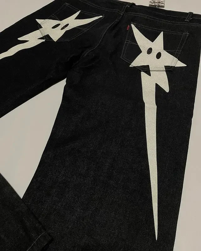 Streetwear Jeans Y2K Hip Hop Star Graphic Print Baggy Pants