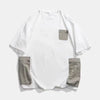 Urban Streetwear Men Colorblock Tshirt Contrast Zip Pocket