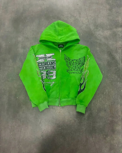 Rich Dreams Green Zip-Up Hoodie