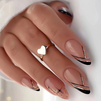 Cute Black Star with headphone 3D Press on Nails