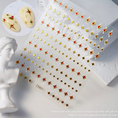 3D Gold Heart Nail Art Stickers