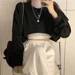 Y2k Streetwear Women Sexy Solid Cropped Sweatshirts Harajuku