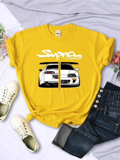 Japanese Style Car Printed Women T Shirt