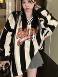 Y2k Oversize Stripe Hoodies 2024 Streetwear Letter