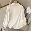 Womens Plus Size Blouse Long Sleeve Solid Spring Minimalist Shirt