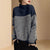 Women Color Block Turtleneck Sweater Loose Knit Top Fall Winter