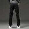 Mens Slim Straight Stretch Jeans Warm Winter Black Gray Pants