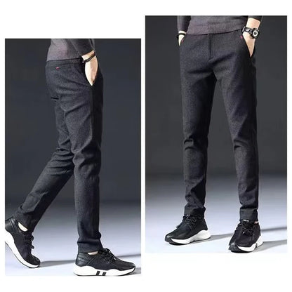 Autumn Winter Men's Straight Leg Long Daily Pants Thicken Casual