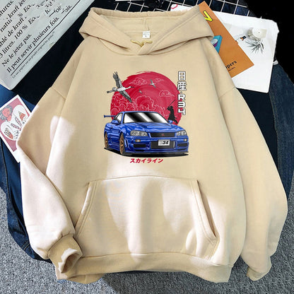 Hoodie Men for JDM Car Japanese Streetwear Casual