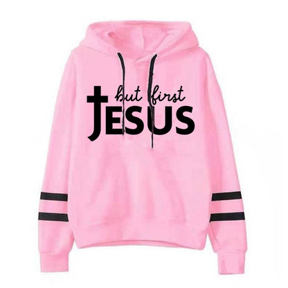 Damen-Kapuzenpullover mit Jesus-Aufdruck, ästhetischer grafischer Schriftzug, Vintage-Zitate, Langarm-Streetwear