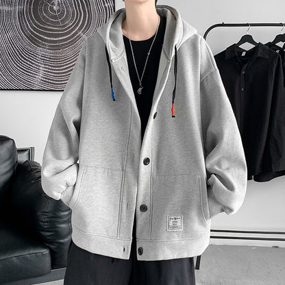 Hoodies Men Sweatshirts Single Breasted Cardigan Coat Hooded