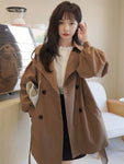 Korean Fashion Top Windbreaker Coat Female Solid Color Loose Lantern Sleeve Women Coat