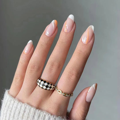 Checkered French Tip Nails