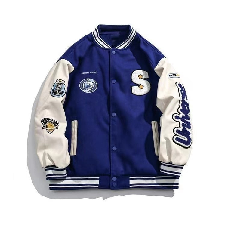 Jacket Casual Retro Print Fashion Baseball Uniform Men Streetwear