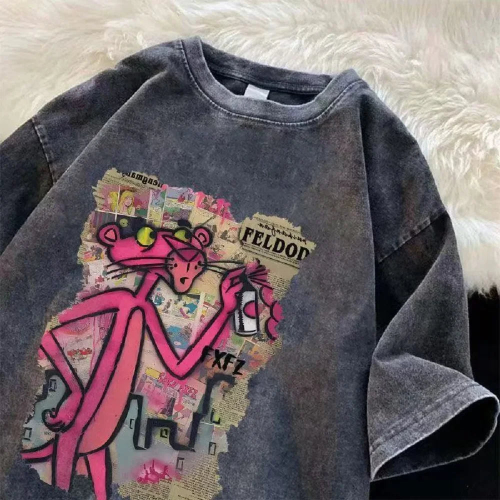 Men’s Retro Streetwear T-Shirt Vintage Washed Hip Hop Summer Tee