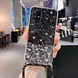 Transparente Glitzerhülle mit Umhängeband für Samsung Galaxy
